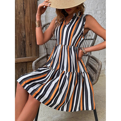 Robe chemise rayée pour femme avec jupe évasée Chic und Stil