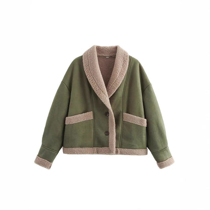 Ladies plush jacket with wool Chic and Style