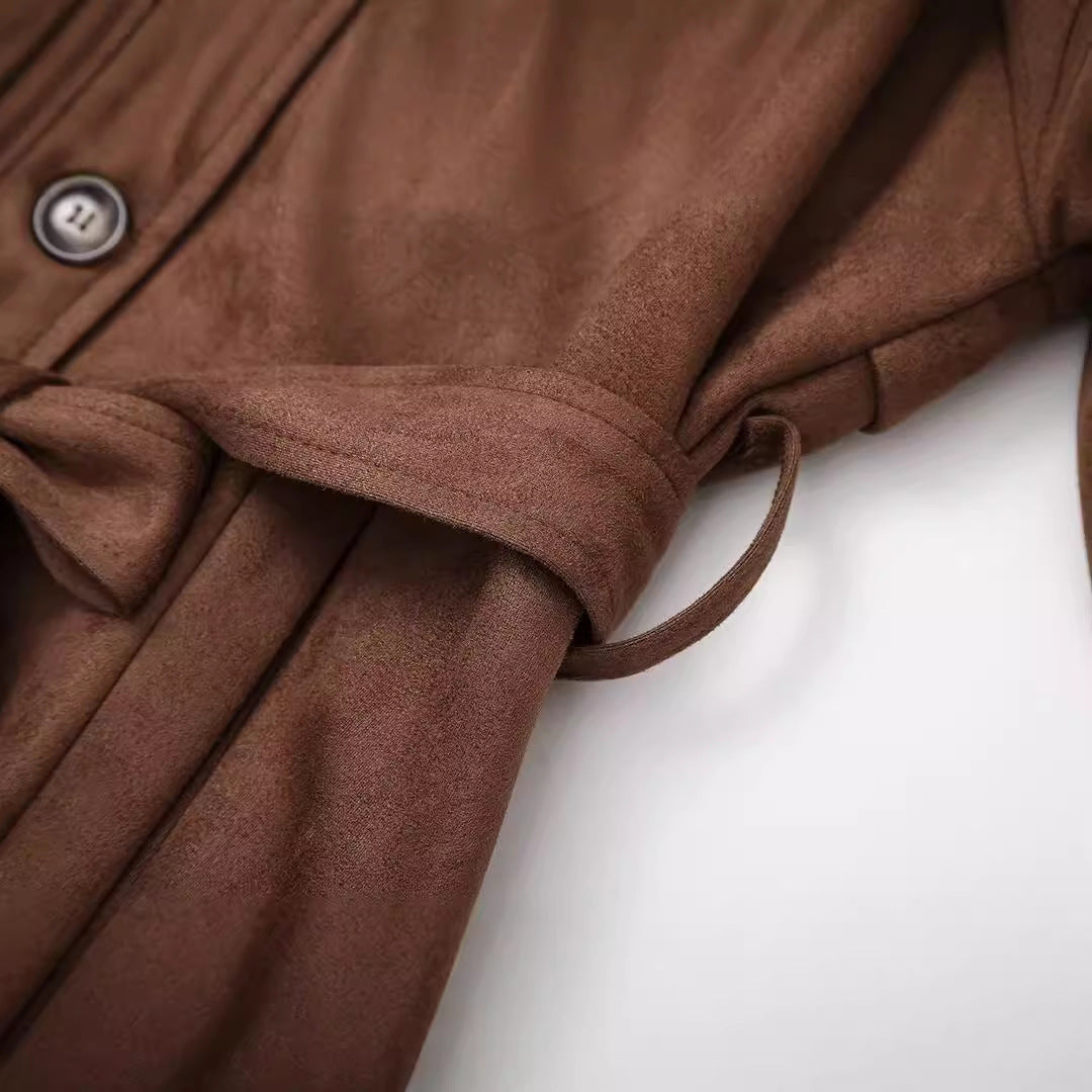 Dames élégant Trench-coat en Suède Chic und Stil