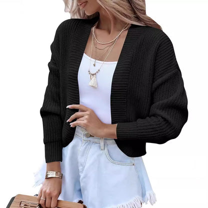 Cardigan en tricot décontracté pour femmes avec des manches volumineuses et une surface texturée Chic und Stil