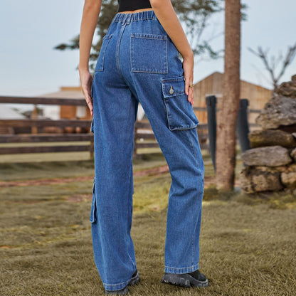 Women's High Waist Cargo Pants with Practical Pockets Chic und Stil