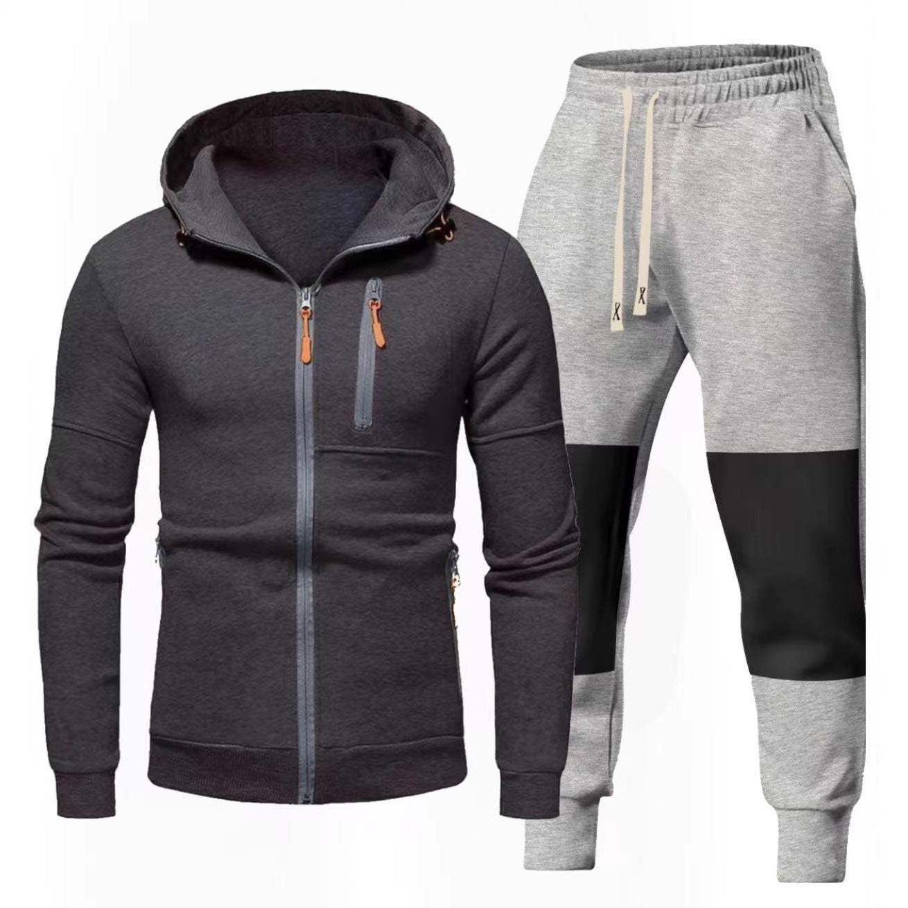 Men's Chic and Stylish Hoodie and Jogging Pants Set with Functional Zip Pockets