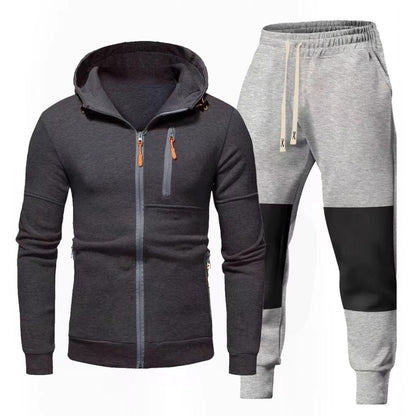 Men's Chic and Stylish Hoodie and Jogging Pants Set with Functional Zip Pockets