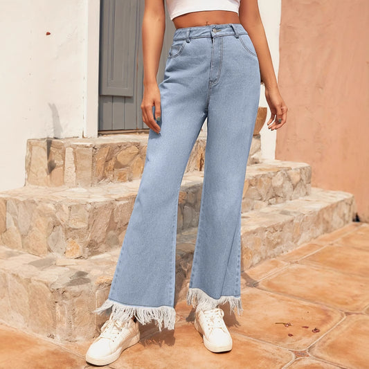 Palazzo pants for women with frayed hem details and a high waist Chic und Stil