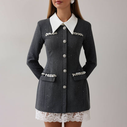 Dames blazer élégant avec des détails romantiques en volants Chic und Stil