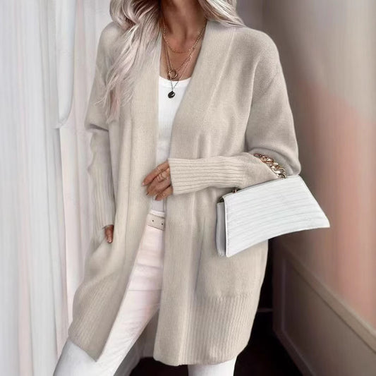 Dames cardigan décontracté à coupe ouverte et poches latérales Chic und Stil