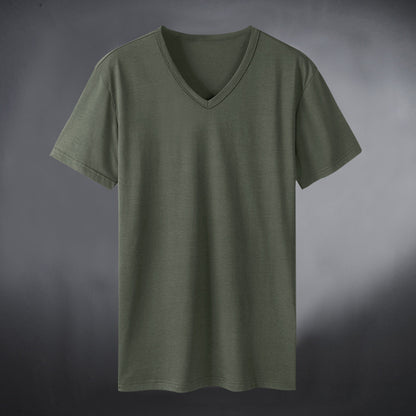 T-shirt femme à col en V en mélange de coton de haute qualité Chic und Stil