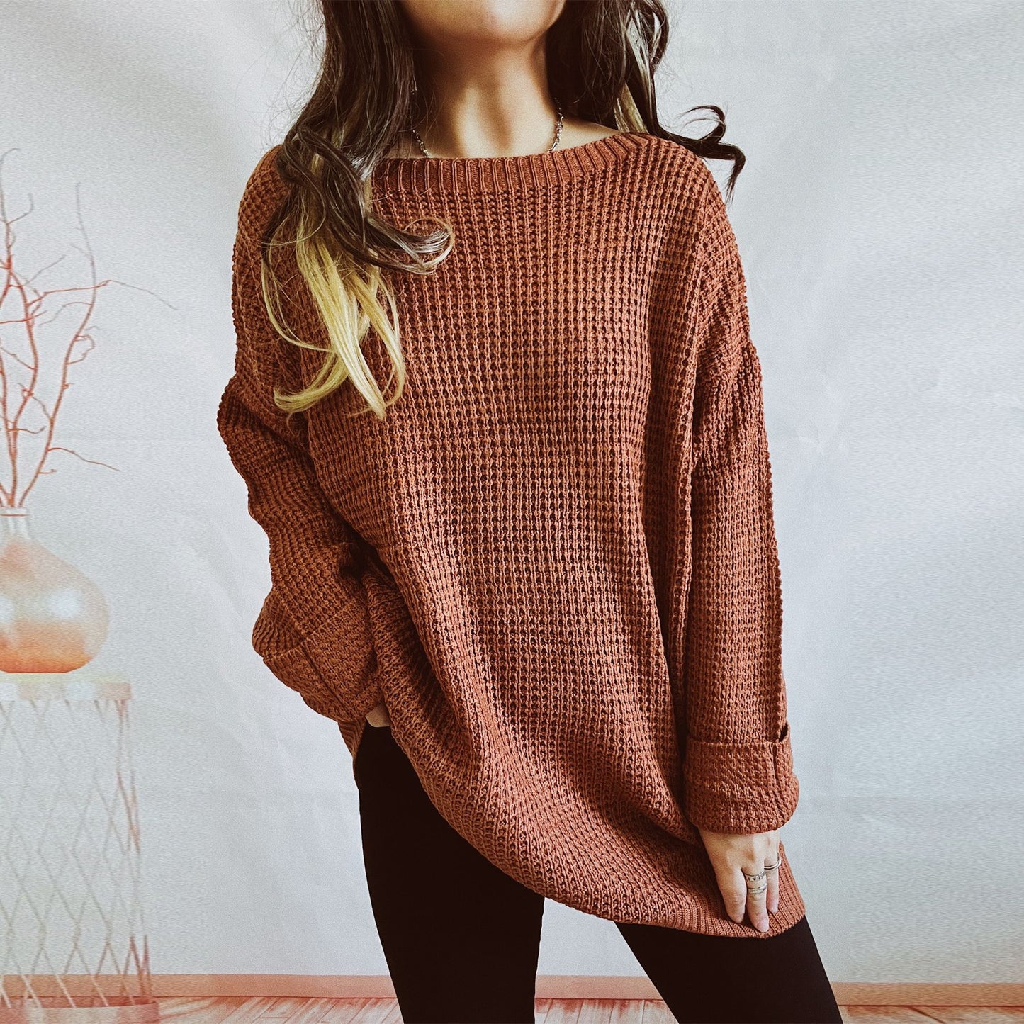 Pull en tricot décontracté pour femmes avec une coupe ample et un design de dos ouvert Chic und Stil