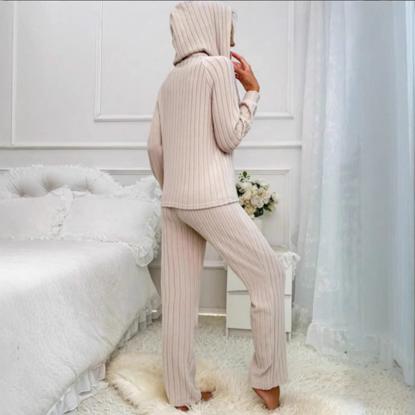 Dames Ensemble en tricot confortable avec capuche et patte de boutonnage Chic und Stil