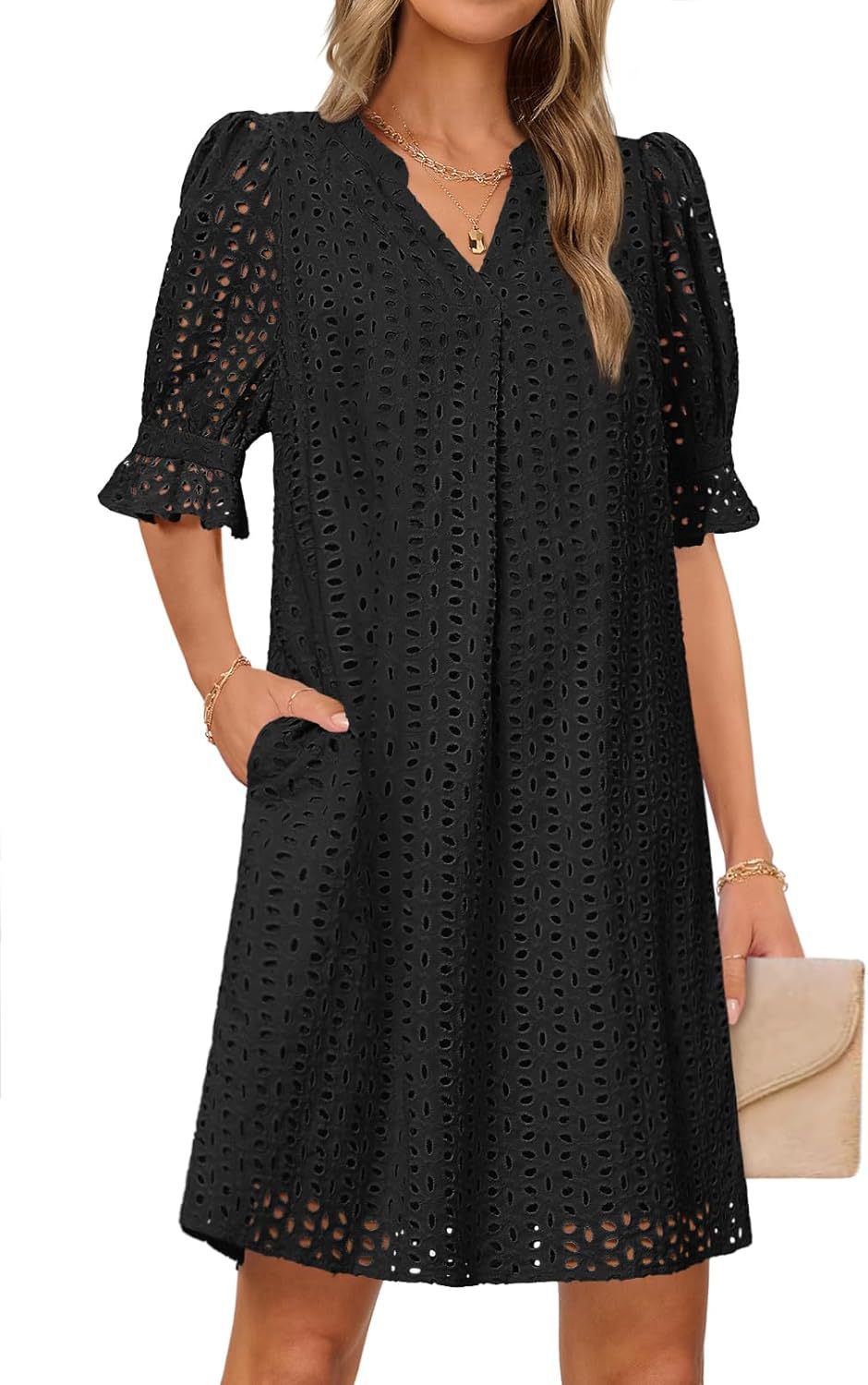 Robe d'été fluide pour femme avec des détails en dentelle élégants Chic und Stil
