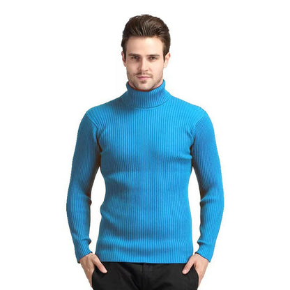 Pull à col roulé pour hommes en fine maille côtelée Chic und Stil