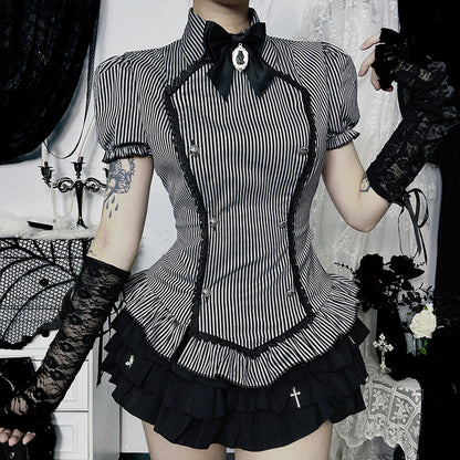 Blouse corset peplum inspirée du gothique pour femmes Chic und Stil