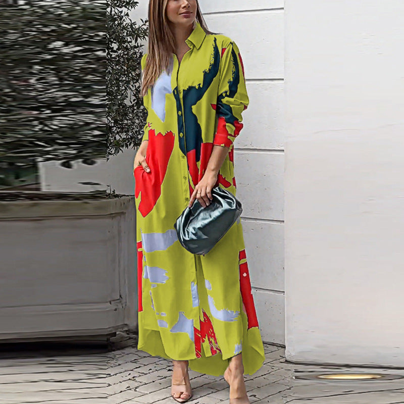 Robe longue à impression artistique pour femmes Chic und Stil
