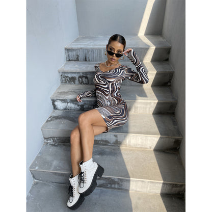 Robe Bodycon à imprimé abstrait pour femmes Chic und Stil