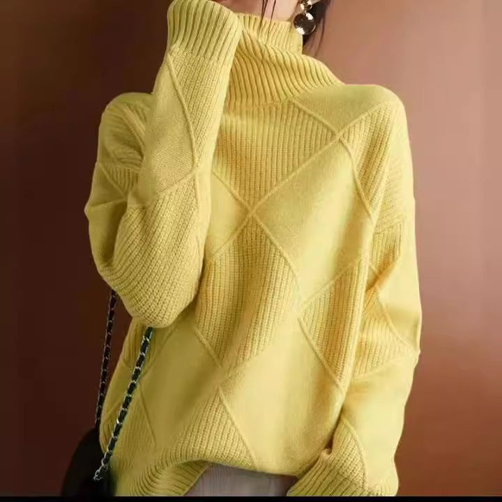 Pull oversized pour femmes avec col montant et design structuré Chic und Stil