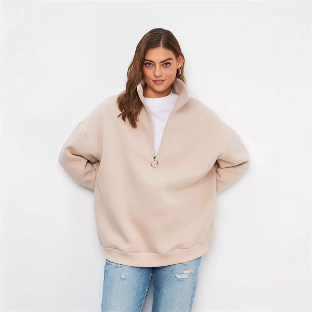 Pull en tricot décontracté pour femme avec col fendu et fermeture éclair Chic und Stil