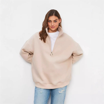 Pull en tricot décontracté pour femme avec col fendu et fermeture éclair Chic und Stil