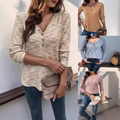 Chemise à manches longues pour femmes avec décolleté texturé et détails de boutons Chic und Stil