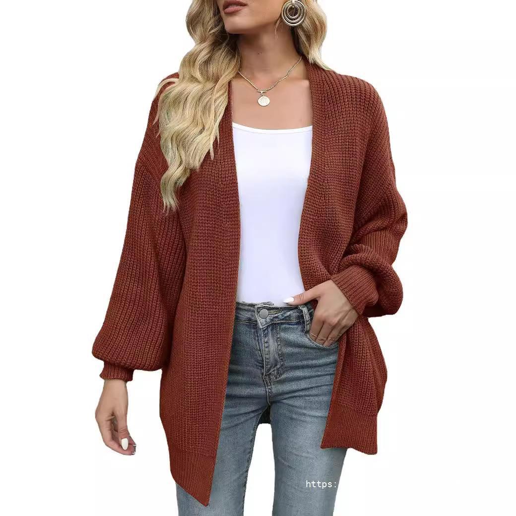 Dames Cardigan en gros tricot délicat avec des manches chatoyantes Chic und Stil