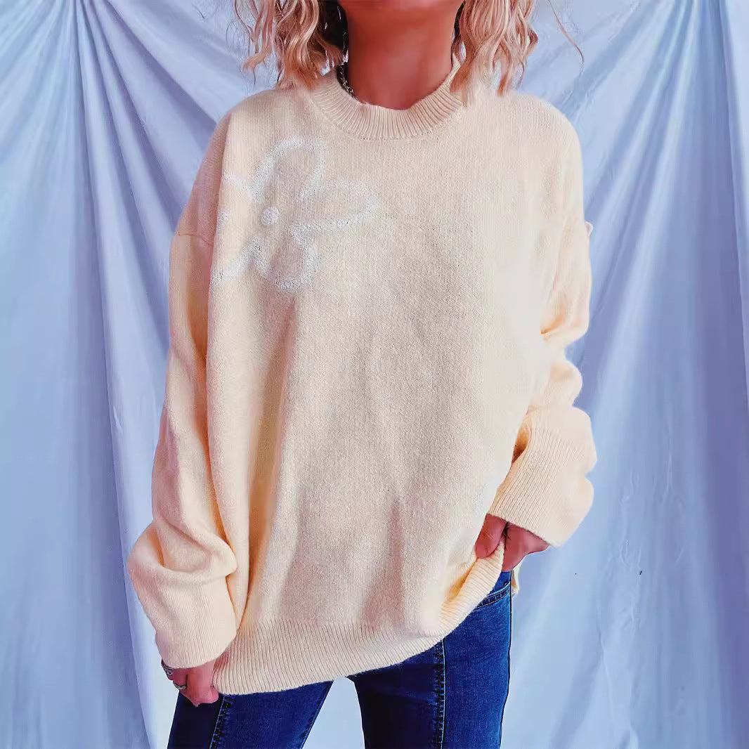 Pull en tricot pour femmes avec des accents floraux et une coupe décontractée Chic und Stil