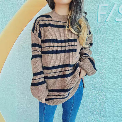Pull en tricot décontracté pour femmes avec un motif rayé moderne Chic und Stil
