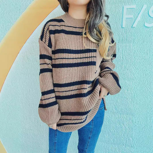 Pull en tricot décontracté pour femmes avec un motif rayé moderne Chic und Stil