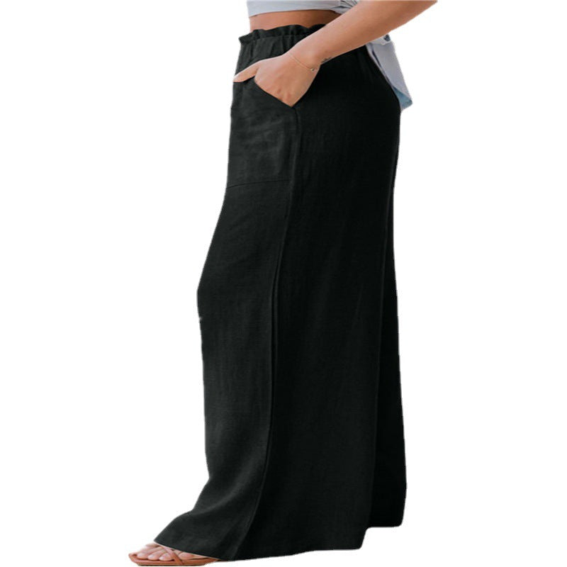 Wide palazzo pants for women with elastic waistband and practical pockets Chic and Style