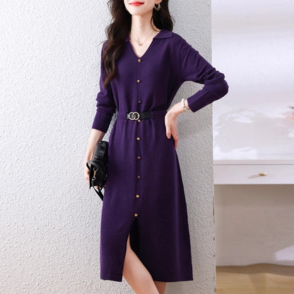Robe chemise mi-longue pour dames avec col élégant Chic und Stil