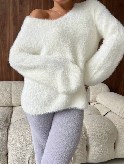 Dames Pull-over doux à col en V en matériau de haute qualité Chic und Stil