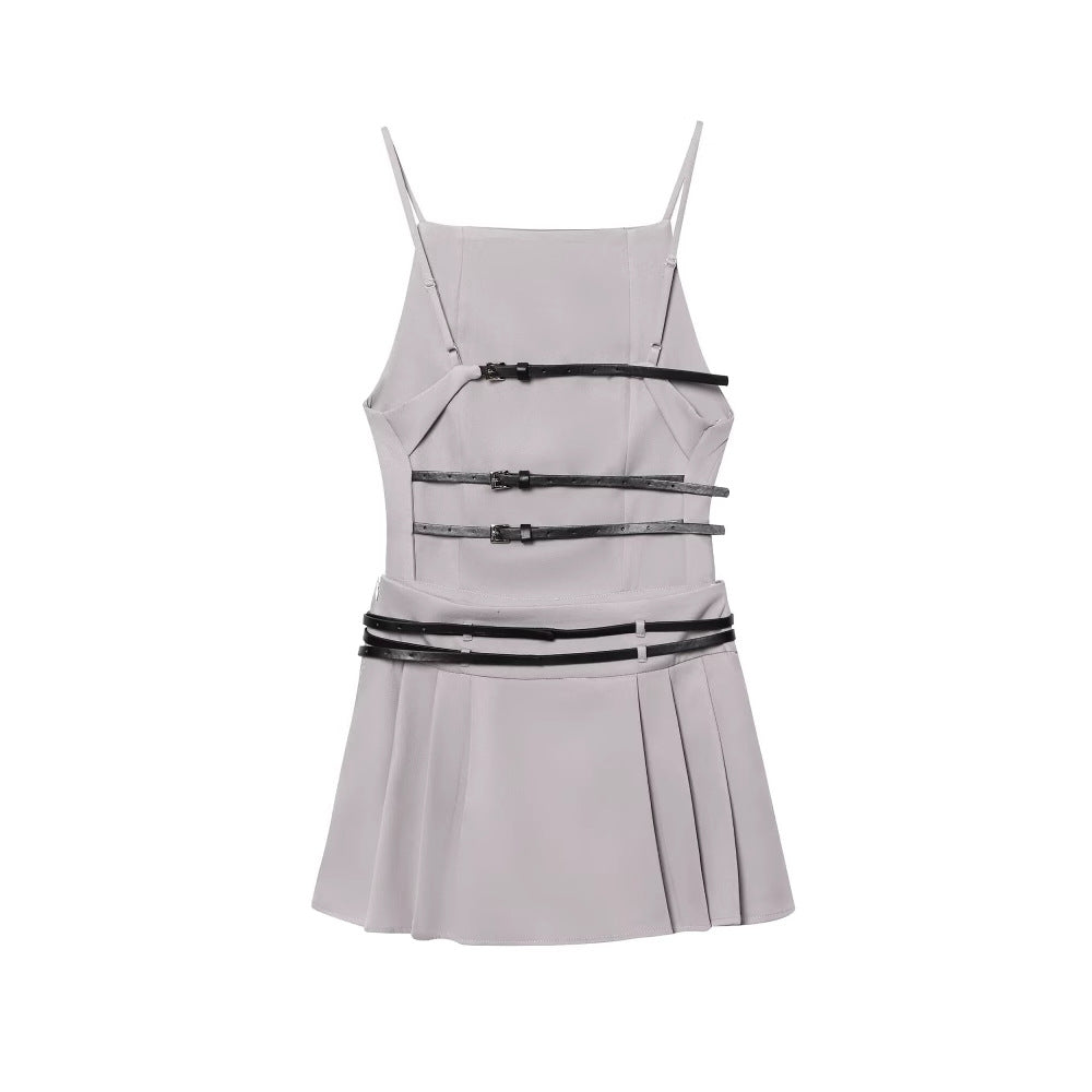 Dame Top avec design plissé élégant et ceinture à la mode Chic und Stil