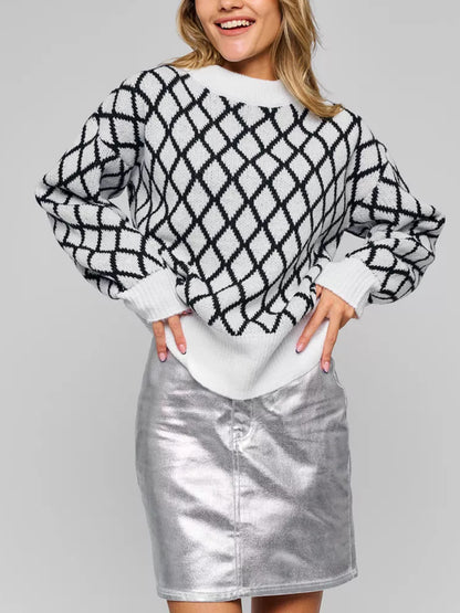 Pull décontracté pour femmes avec un motif en losanges moderne et une coupe décontractée Chic und Stil