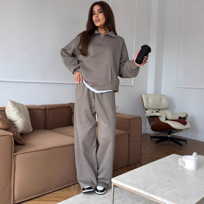 Dames Casual Oversized Hoodie et pantalon relax large Set Chic und Stil