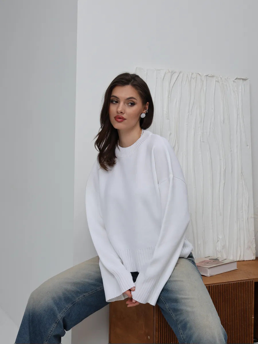 Dames Pull ample confortable avec motif côtelé texturé Chic und Stil
