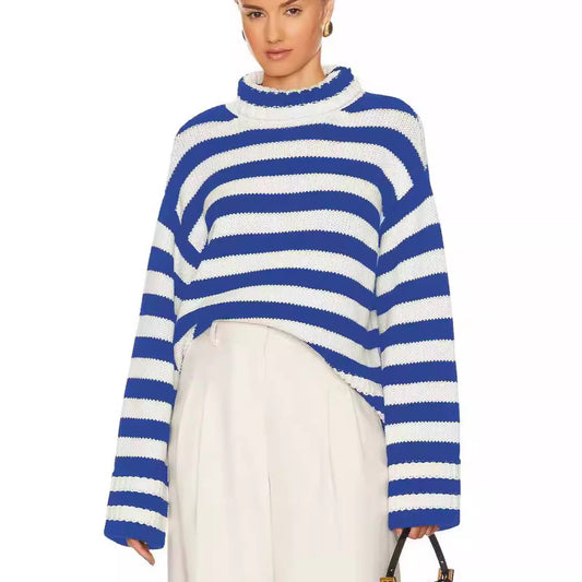 Pullover court pour femmes avec larges rayures Chic und Stil