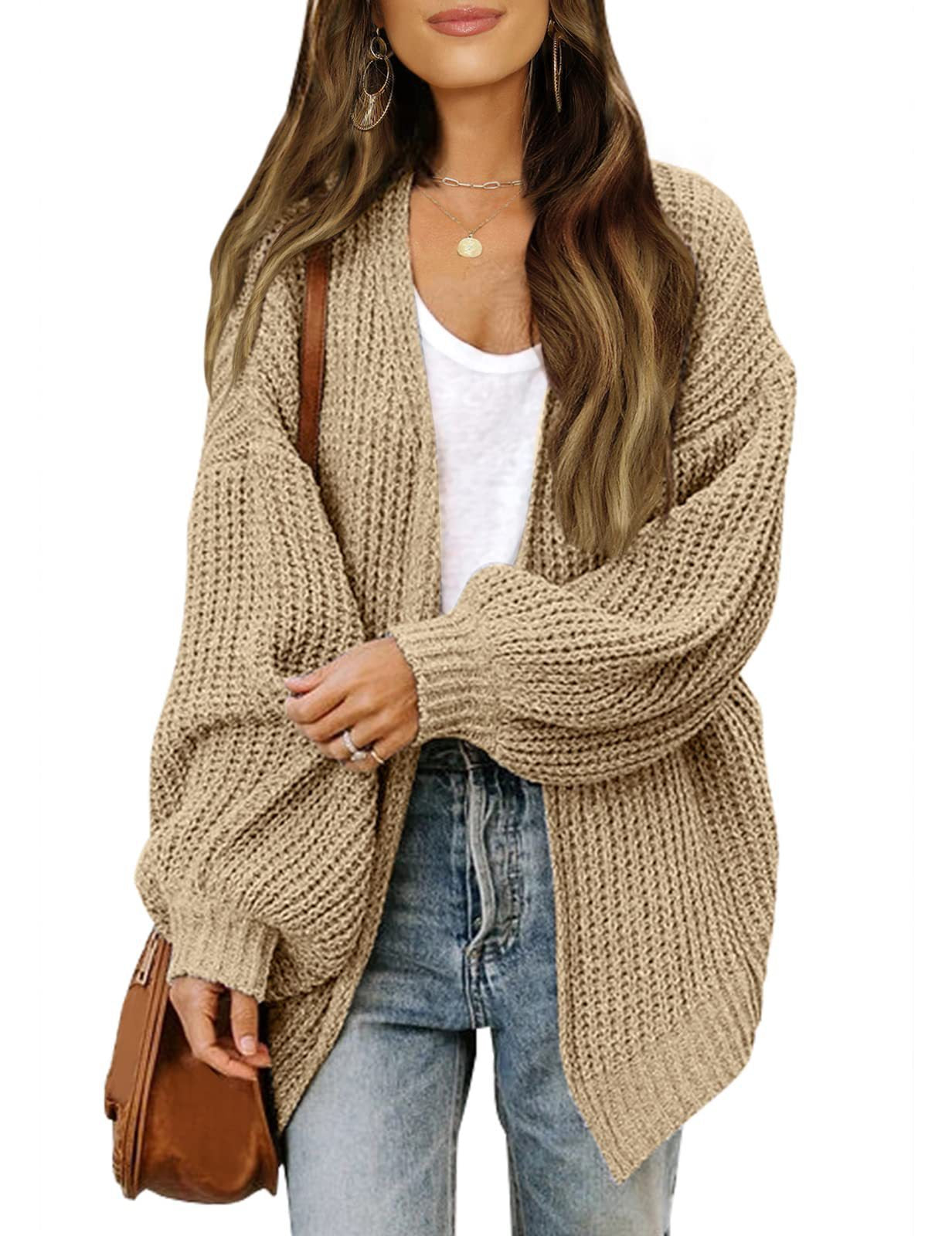 Dames Cardigan en gros tricot délicat avec des manches chatoyantes Chic und Stil