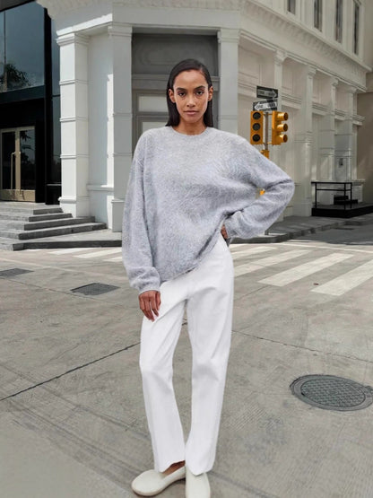 Dames pull en tricot doux avec un élégant col rond et une coupe décontractée Chic und Stil