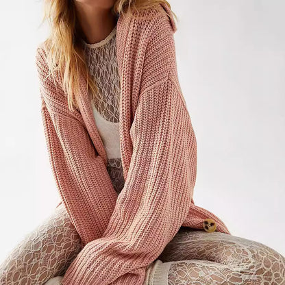 Dame Gros pull-over avec devant ouvert et look décontracté Chic und Stil
