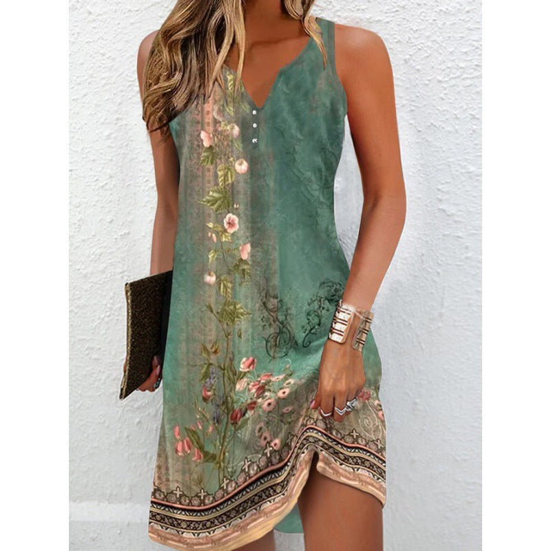 Robe d'été élégante pour femmes avec décolleté en V profond et motif séduisant Chic und Stil