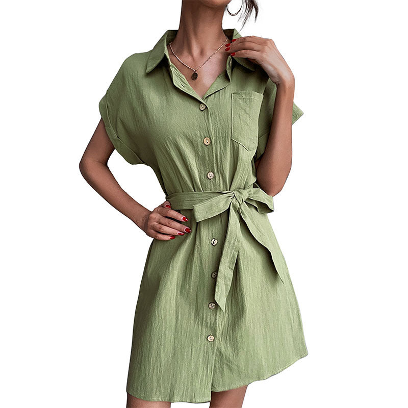 Robe chemise à boutonnière pour femmes avec ceinture à nouer Chic und Stil
