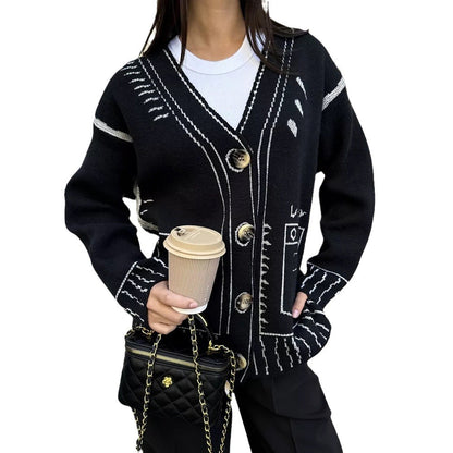 Dames cardigan en tricot à la mode avec un design unique Chic und Stil