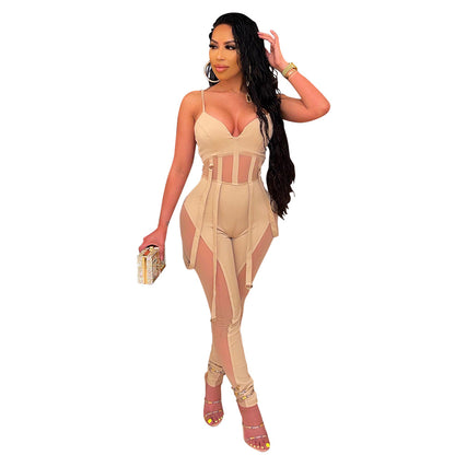 Chic und Stil Women's Mesh Panel Jumpsuit