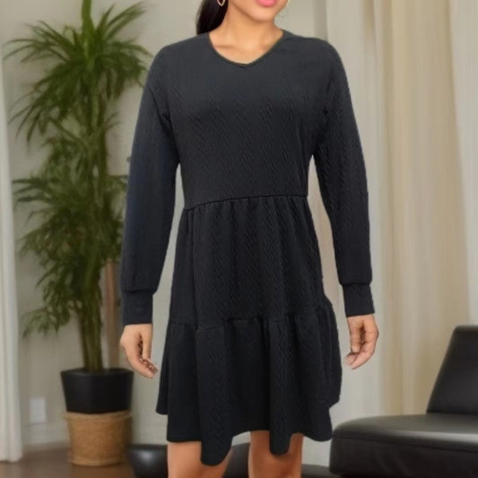 Robe décontractée à col en V pour femmes avec bord large Chic und Stil