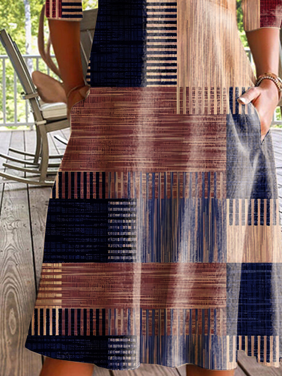 Robe midi pour femmes avec un motif bloc moderne et des poches latérales pratiques Chic und Stil