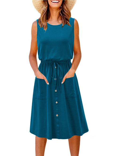 Robe décontractée élégante pour femmes avec détail de bouton et poches pratiques Chic und Stil