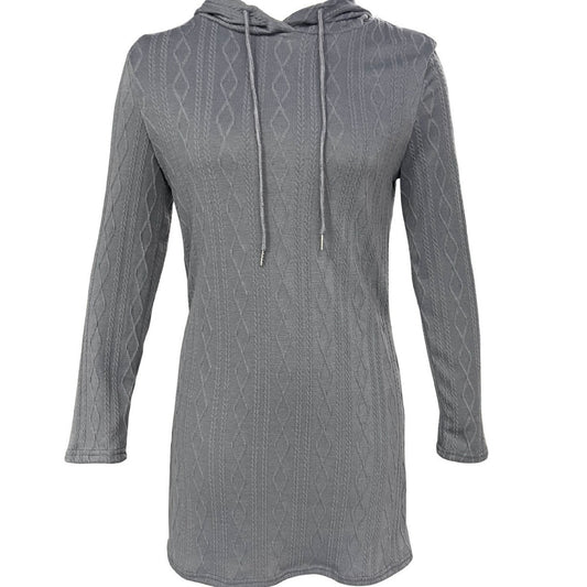 Robe à capuche pour femmes avec motif tricoté texturé et coupe décontractée Chic und Stil