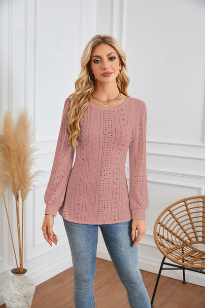 Chemisier femme avec des motifs aérés en losanges et des manches bouffantes élégantes Chic und Stil