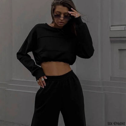 Chic and Style women's trendy crop top set and wide jogger pants