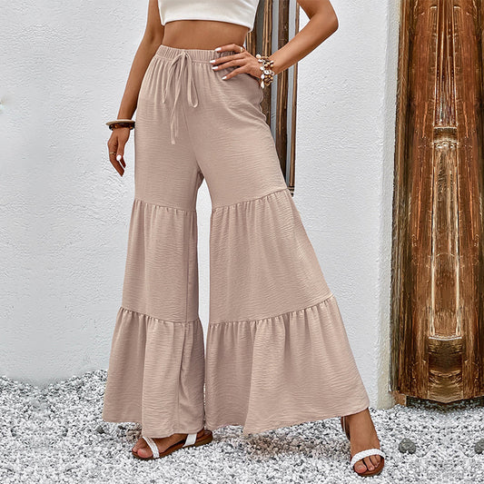 Pantalons Palazzo évasés à taille haute pour femmes avec ourlet à volants Chic und Stil