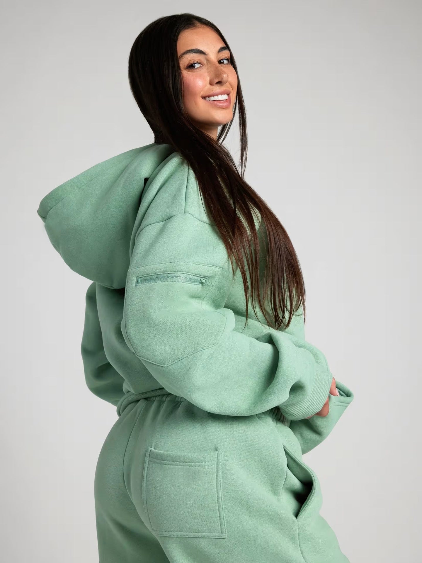 Dames hoodie avec design de masque de sommeil intégré et intérieur doux Chic und Stil