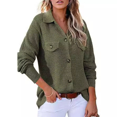 Pull en pâté de waffle à boutons pour femmes Chic und Stil
